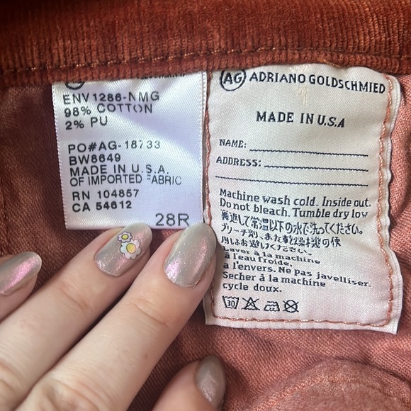 AG brand The Stevie 28R orange corduroy jeans - Picture 4 of 4